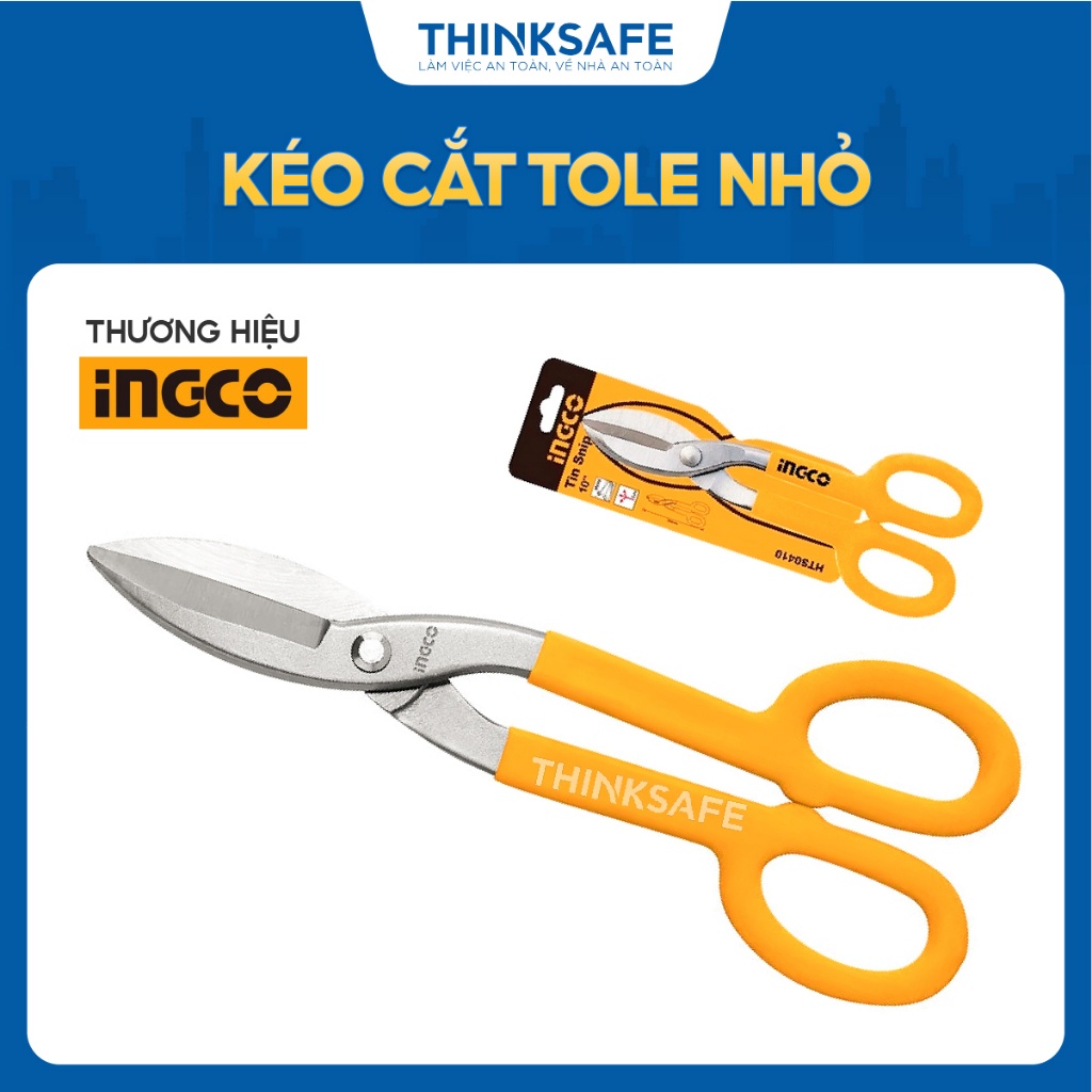 Kéo cắt tole INGCO HTS0410, Size 10-12 inch, Độ dày cắt max: thép carbon ≤1.2mm và thép không gỉ ≤0.5mm - Thinksafe