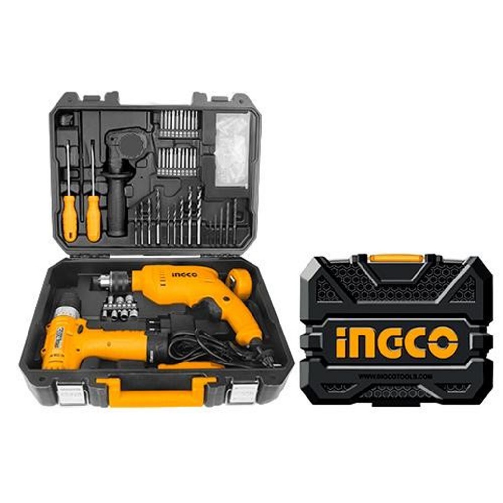 Bộ 108 món dụng cụ gia đình INGCO HKTHP11081 gồm Máy khoan pin, máy khoan búa, tua vít, mũi khoan đa dạng - Thinksafe