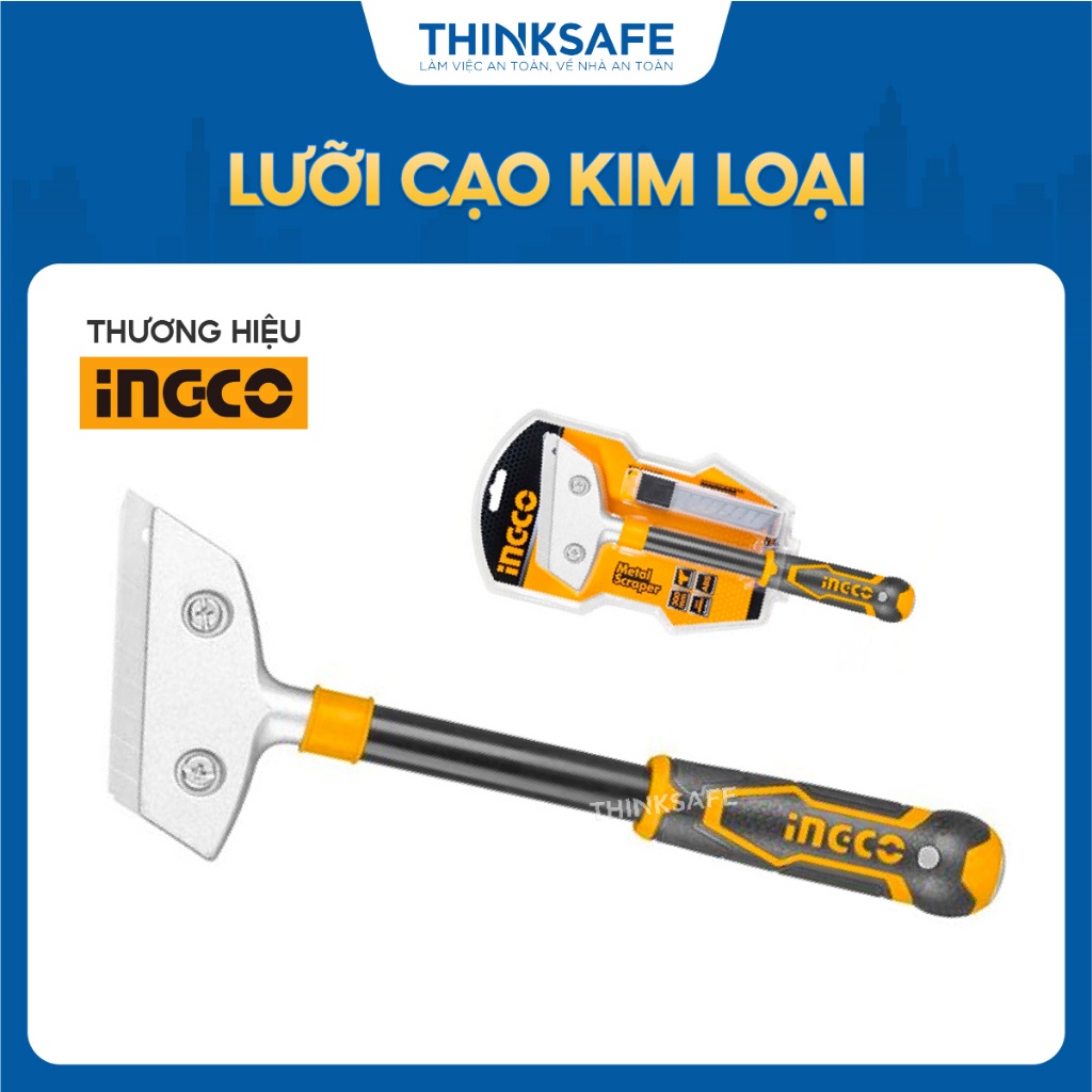 Lưỡi cạo sơn kim loại INGCO HGS3008, Tay cầm ABS & TPR, lưỡi dao hợp kim kẽm, 6 lưỡi SK5, Chiều dài 300mm - Thinksafe