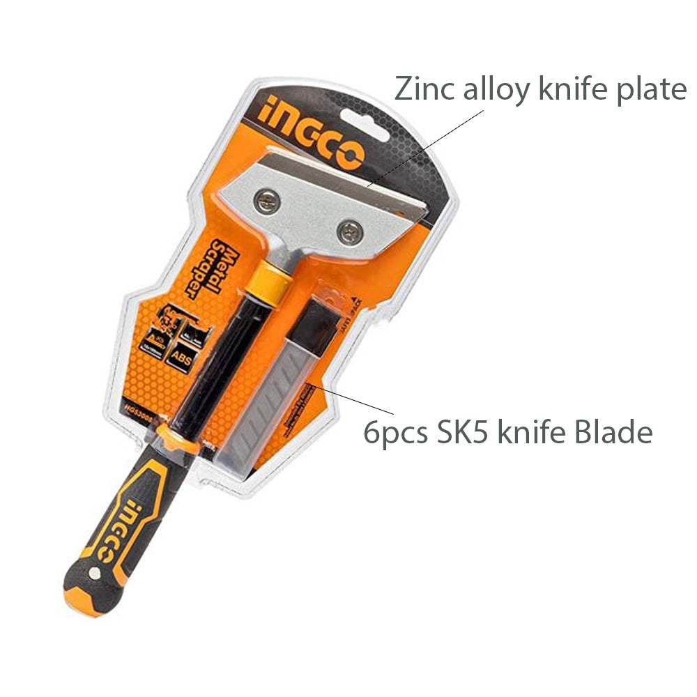 Lưỡi cạo sơn kim loại INGCO HGS3008, Tay cầm ABS & TPR, lưỡi dao hợp kim kẽm, 6 lưỡi SK5, Chiều dài 300mm - Thinksafe