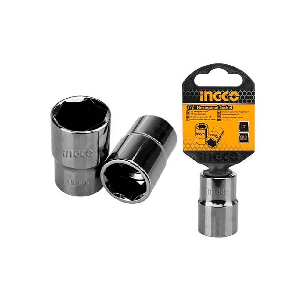 Đầu tuýp INGCO kích thước 1/2 inch, chiều dài 8 - 16 mm, đầu khẩu chất liệu 50BV30 chịu nhiệt, mạ Niken đen- Thinksafe