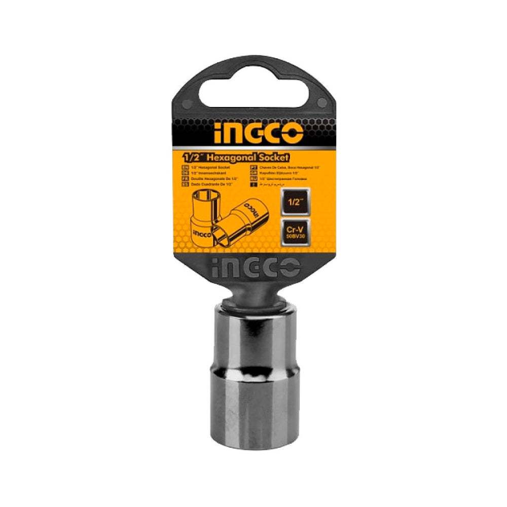Đầu tuýp INGCO kích thước 1/2 inch, chiều dài 8 - 16 mm, đầu khẩu chất liệu 50BV30 chịu nhiệt, mạ Niken đen- Thinksafe