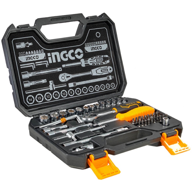 Bộ 44 đầu tuýp 1/4 và 1/2 inch INGCO HKTS42441, nhiều kích thước, thanh trượt linh động, chất liệu thép crv - Thinksafe