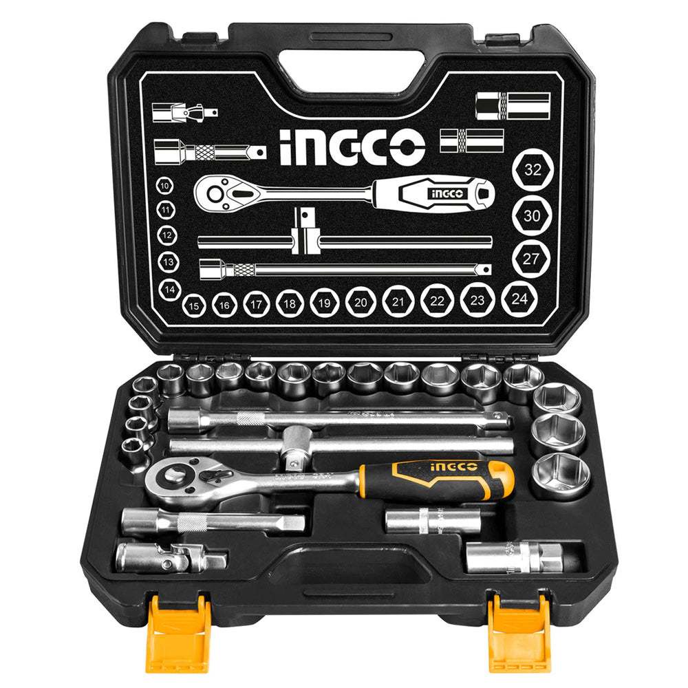 Bộ 44 đầu tuýp 1/4 và 1/2 inch INGCO HKTS42441, nhiều kích thước, thanh trượt linh động, chất liệu thép crv - Thinksafe