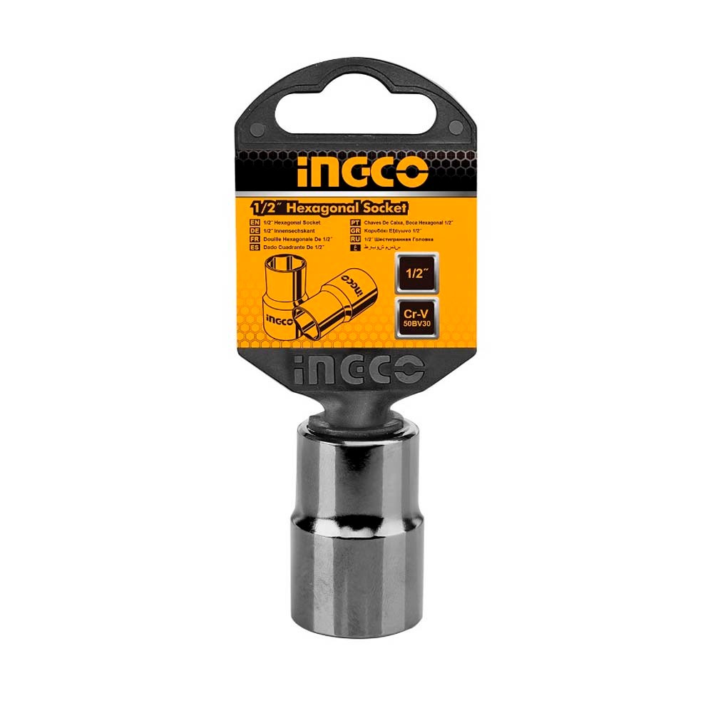 Đầu tuýp INGCO kích thước 1/2 inch, chiều dài 8 - 16 mm, đầu khẩu chất liệu 50BV30 chịu nhiệt, mạ Niken đen- Thinksafe