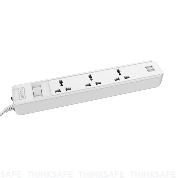 Ổ cắm có công USB INGCO HES13041VSB 13A, chịu tải 3250W dây đồng 3m chống cháy, quá tải, chống giật - Thinksafe