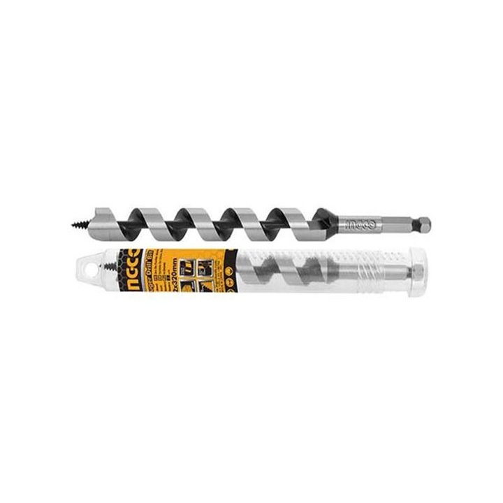 Mũi khoan gỗ xoắn ốc INGCO kích thước 14-20mm, tổng chiều dài mũi 235mm chất liệu thép cacbon tốt, chịu lực - Thinksafe