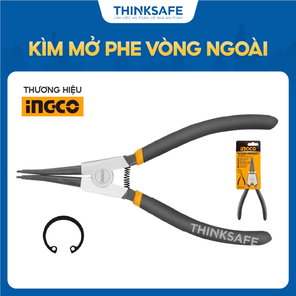 Kìm Mở Vòng Ngoài INGCO HCCP011801 7inch/180mm - Đầu 1.8mm Thép Carbon Thinksafe
