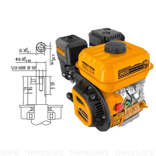Động cơ dùng xăng INGCO loại động cơ 4 thì, tối đa 5.5 đến 13HP, dùng để gắn với máy bơm nước, máy nén - Thinksafe