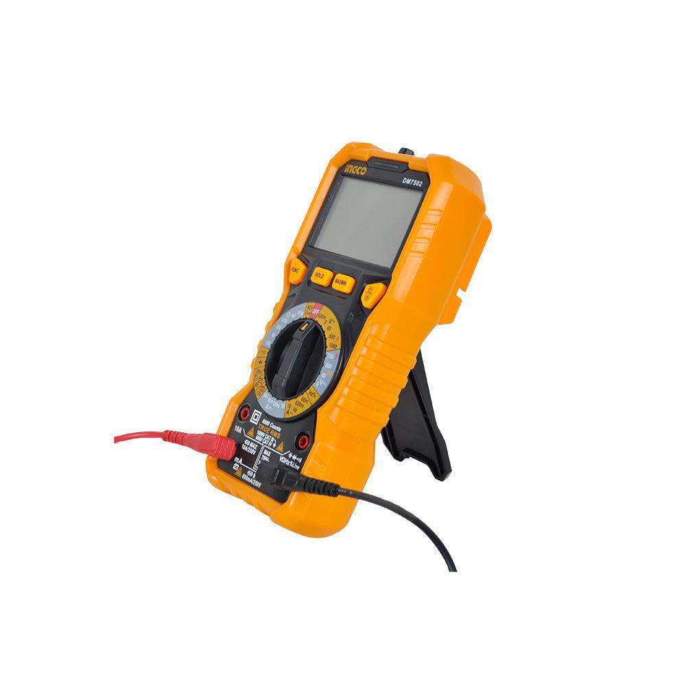 Đồng hồ vạn năng kỹ thuật số INGCO DM7502, 6000 số đếm, màn hình LCD cho điện áp DC và AC - Thinksafe