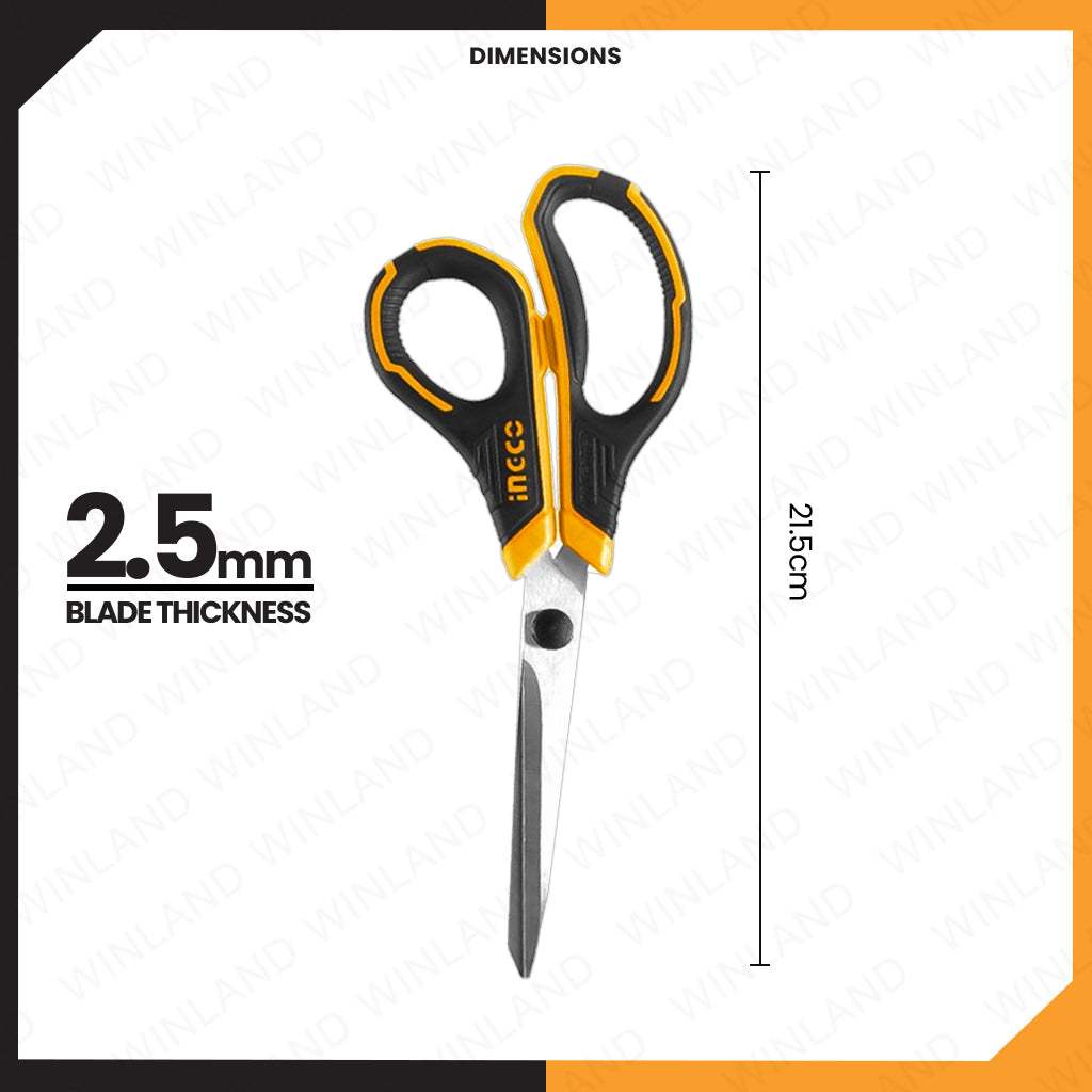 Kéo cắt vải 215mm INGCO HSCRS812001 HSCRS812801 chất liệu thép không gỉ , độ dày lưỡi dao 2,5mm - Thinksafe