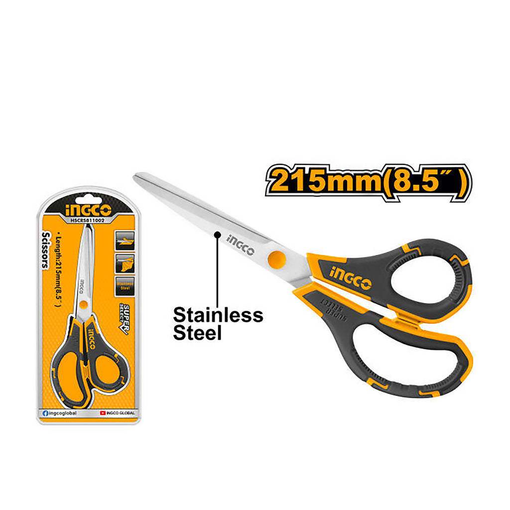 Kéo cắt vải 215mm INGCO HSCRS812001 HSCRS812801 chất liệu thép không gỉ , độ dày lưỡi dao 2,5mm - Thinksafe