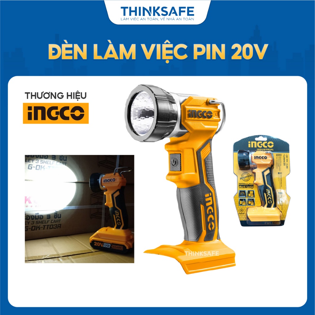 Đèn làm việc pin 20V INGCO CWLI2001, Công suất LED 3.2W, Độ sáng 225 lumens - Thinksafe