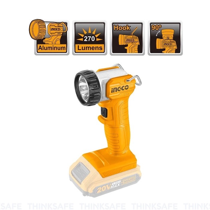 Đèn làm việc pin 20V INGCO CWLI2001, Công suất LED 3.2W, Độ sáng 225 lumens - Thinksafe