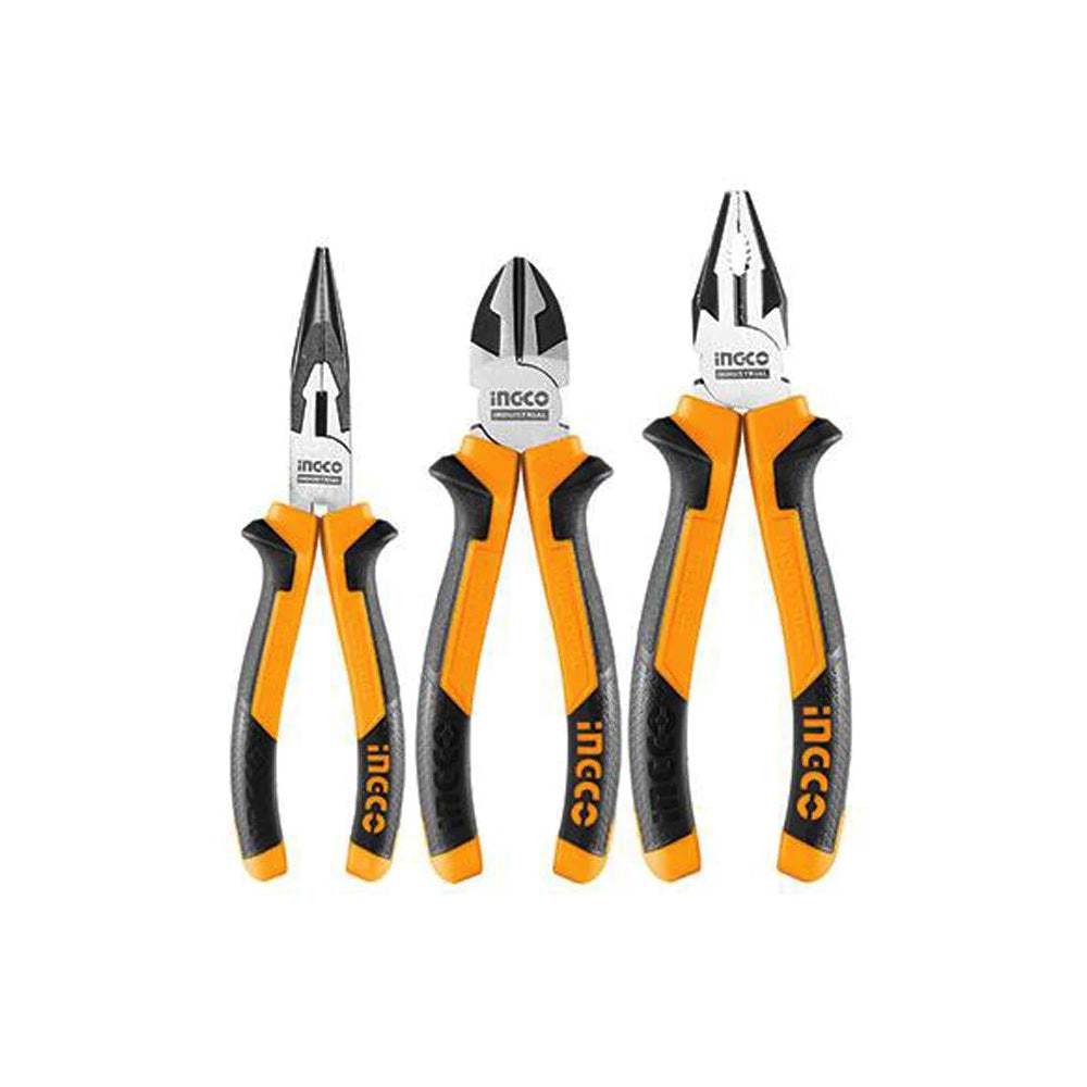 Bộ 3 kềm răng,cắt và nhọn INGCO HKPS28318 Kềm răng: 8 inch; Kềm cắt: 6 inch, Kềm nhọn: 6 inch. Chất liệu bằng thép CR-V