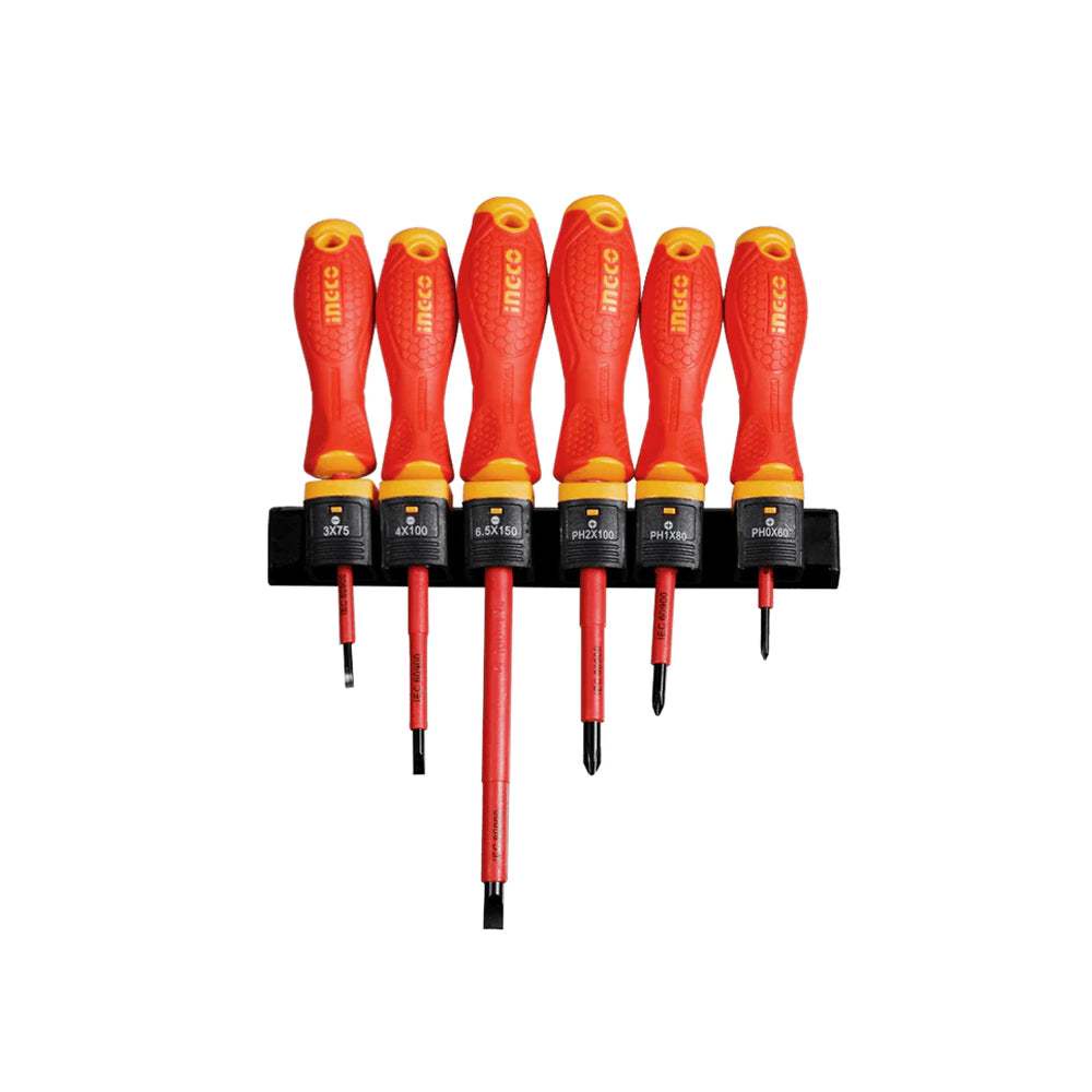 Bộ 6 tua vít cách điện INGCO HKISD0608, tay cầm mới, khung nhôm, chống dòng điện 1000V - Thinksafe