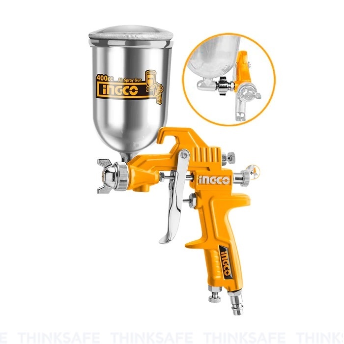 Súng phun sơn 400cc INGCO ASG4042, Đầu phun 1.5mm, Dung tích 400cc, Đa dạng đầu nối, Áp suất 3-4bar - Thinksafe