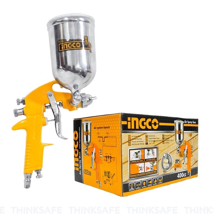 Súng phun sơn 400cc INGCO ASG4042, Đầu phun 1.5mm, Dung tích 400cc, Đa dạng đầu nối, Áp suất 3-4bar - Thinksafe