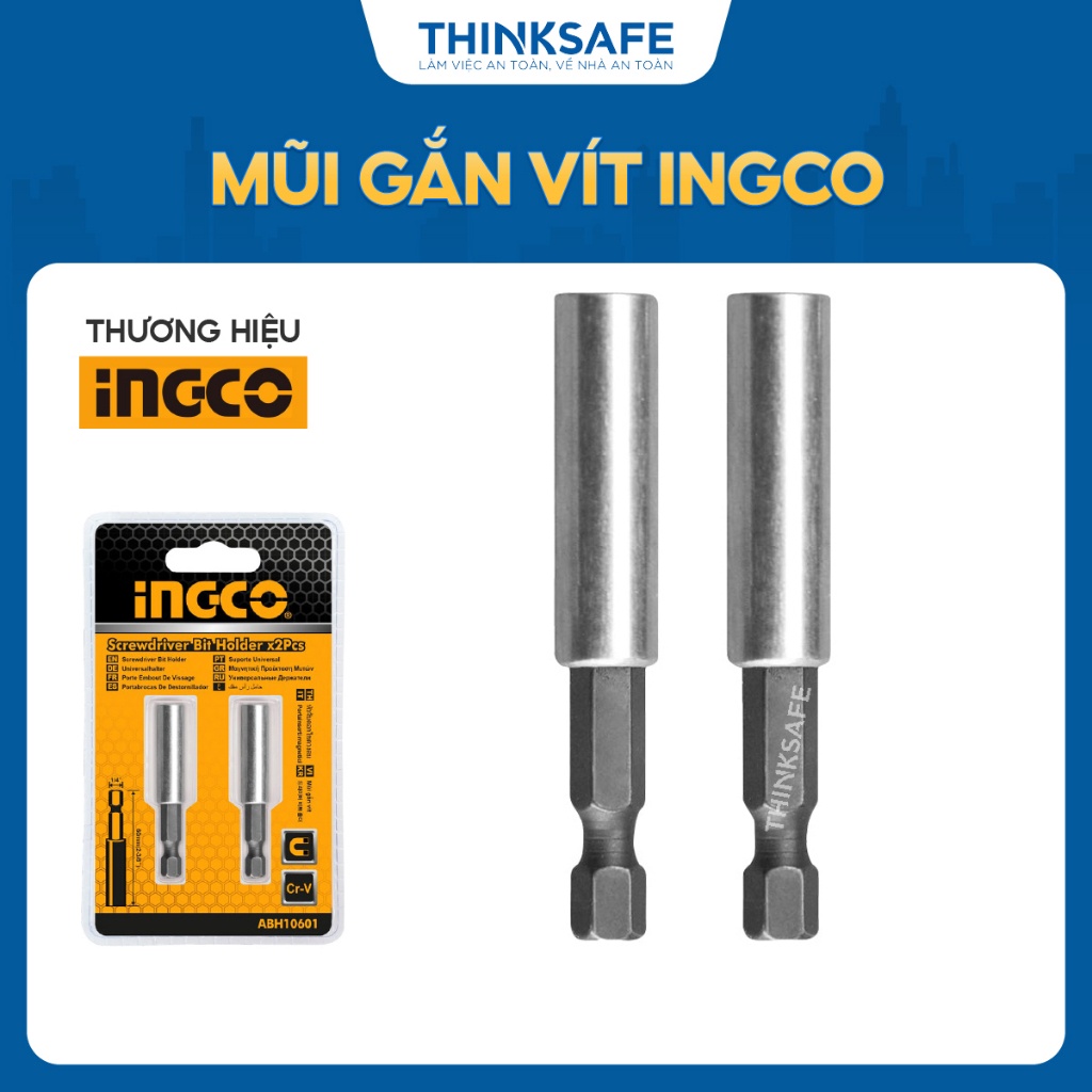Mũi gắn vít INGCO ABH10601 60mm, 2 cái/bộ, chất liệu thép Cr-v bền bỉ chắc chắn - Thinksafe