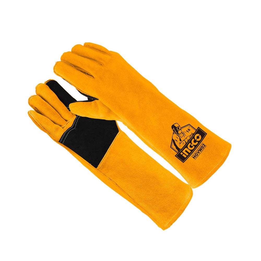 Găng tay da thợ hàn INGCO HGVW02 Size 16 inch, cách nhiệt, nóng, dùng cho hàn xì - Thinksafe