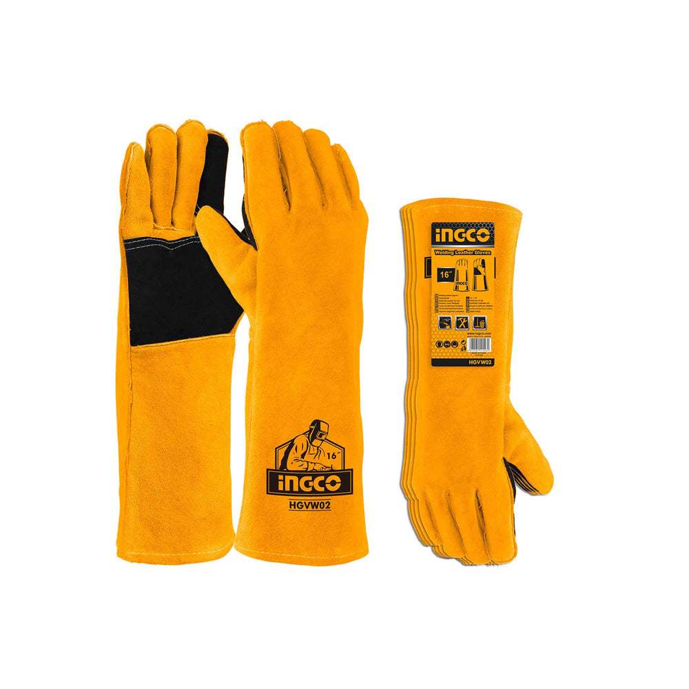 Găng tay da thợ hàn INGCO HGVW02 Size 16 inch, cách nhiệt, nóng, dùng cho hàn xì - Thinksafe