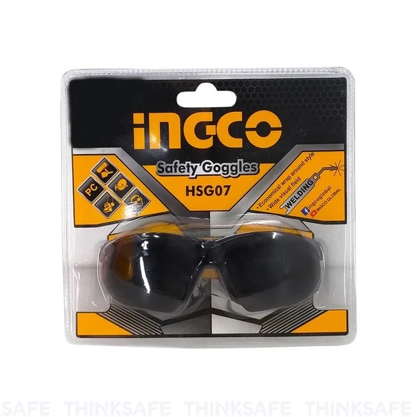 Kính bảo hộ INGCO HSG07 Chất liệu PC, Màu tối 10, Nhẹ, Độ thoải mái cao, Tầm nhìn rộng - Thinksafe