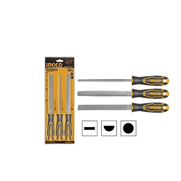 Bộ 3 giũa gỗ INGCO HKTFW0308 Chiều dài giũa: 8“/200mm. Gồm 1 giũa gỗ dẹp, 1 giũa gỗ - Thinksafe