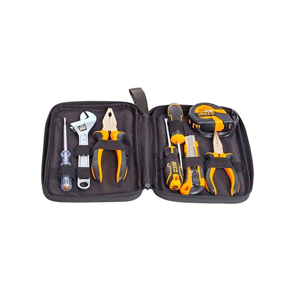 Bộ 8 Dụng Cụ Cầm Tay INGCO HKTH10808 Thước Cuộn, Tua Vít, Mỏ lết, Kìm Cắt, mỏ nhọn, dao rọc, Bút Thử Điện - Thinksafe