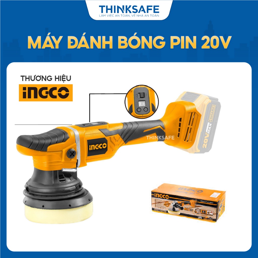 Máy Đánh Bóng Pin 20V INGCO APLI2002 Mô Tơ Không Chổi Than, Tốc Độ 2000-48000 vòng/phút, Đĩa 125mm - Thinksafe