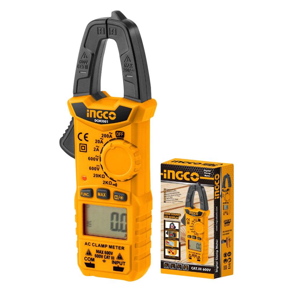 Kìm đo AC kỹ thuật số INGCO DCM2001: 2000 số, Lưu số liệu, AC/DC, Hiển thị pin, Tự động tắt - Thinksafe