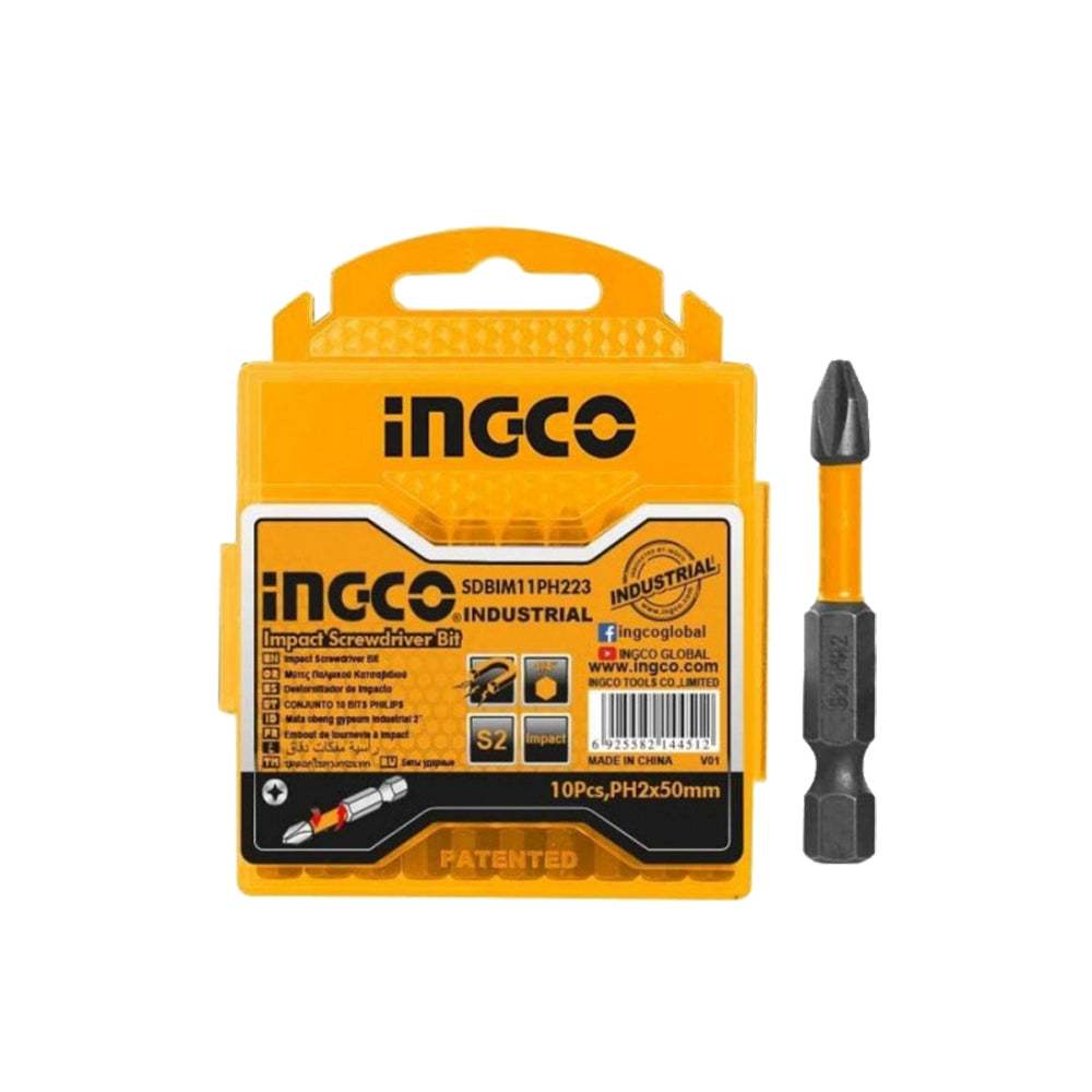 Mũi bắt vít 2 đầu PH2 INGCO SDBIM11PH223 kích thước 50-65mm,Thép công nghiệp S2, nam châm hít - Thinksafe