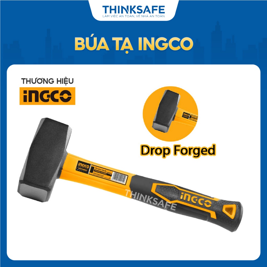 Búa tạ INGCO HSTH8802 chịu nhiệt, thép carbon 45# đầu nặng 1000 g - Thinksafe