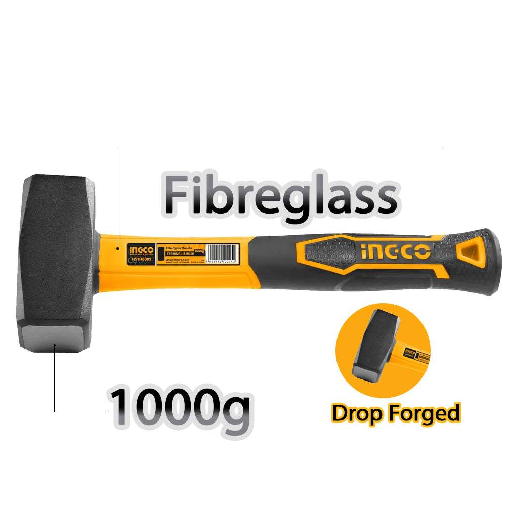 Búa tạ INGCO HSTH8802 chịu nhiệt, thép carbon 45# đầu nặng 1000 g - Thinksafe