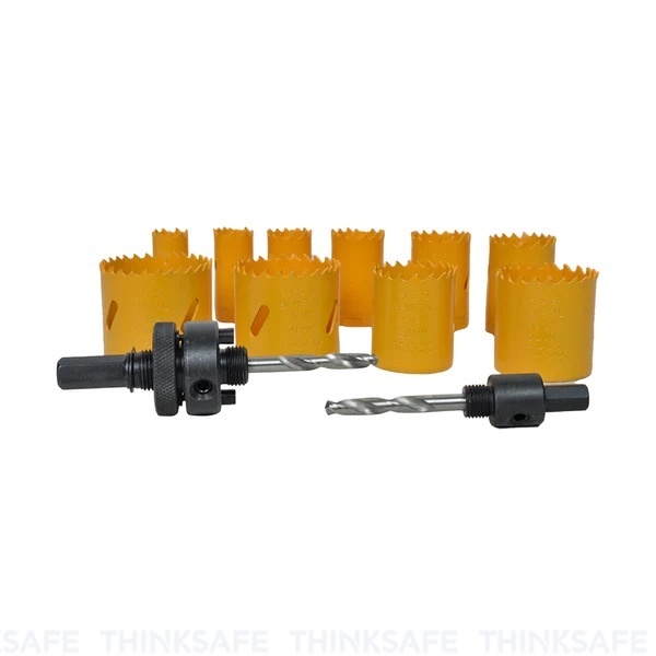 Bộ 12 mũi khoét kim loại INGCO AKH0121, Kích thước 20mm đến 50mm, bao gồm 2 lưỡi cưa khoét răng cưa - Thinksafe