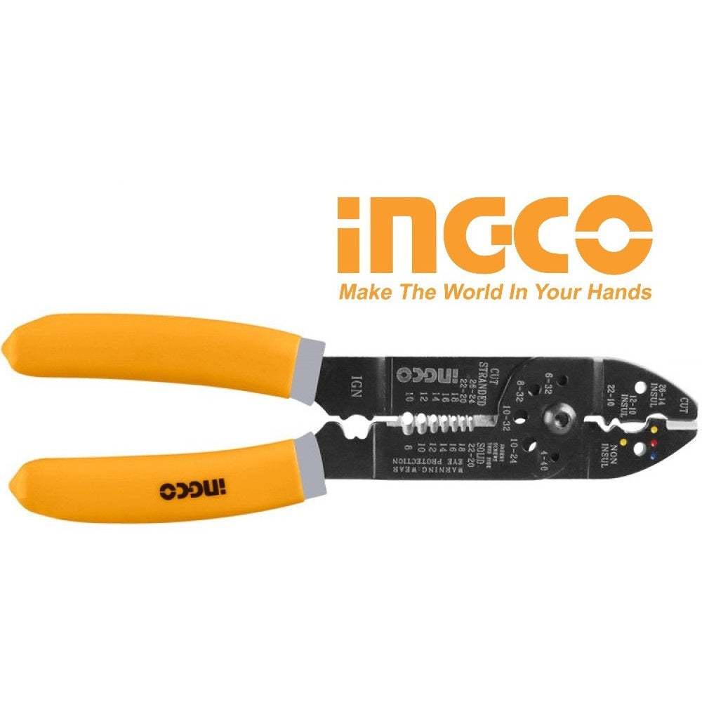 Kìm tuốt dây điện đa năng 8.5 inch 10 inch INGCO HWSP851 Kích thước: 8.5 inch/215mm, với chức năng cắt, tuốt và đẩy dây