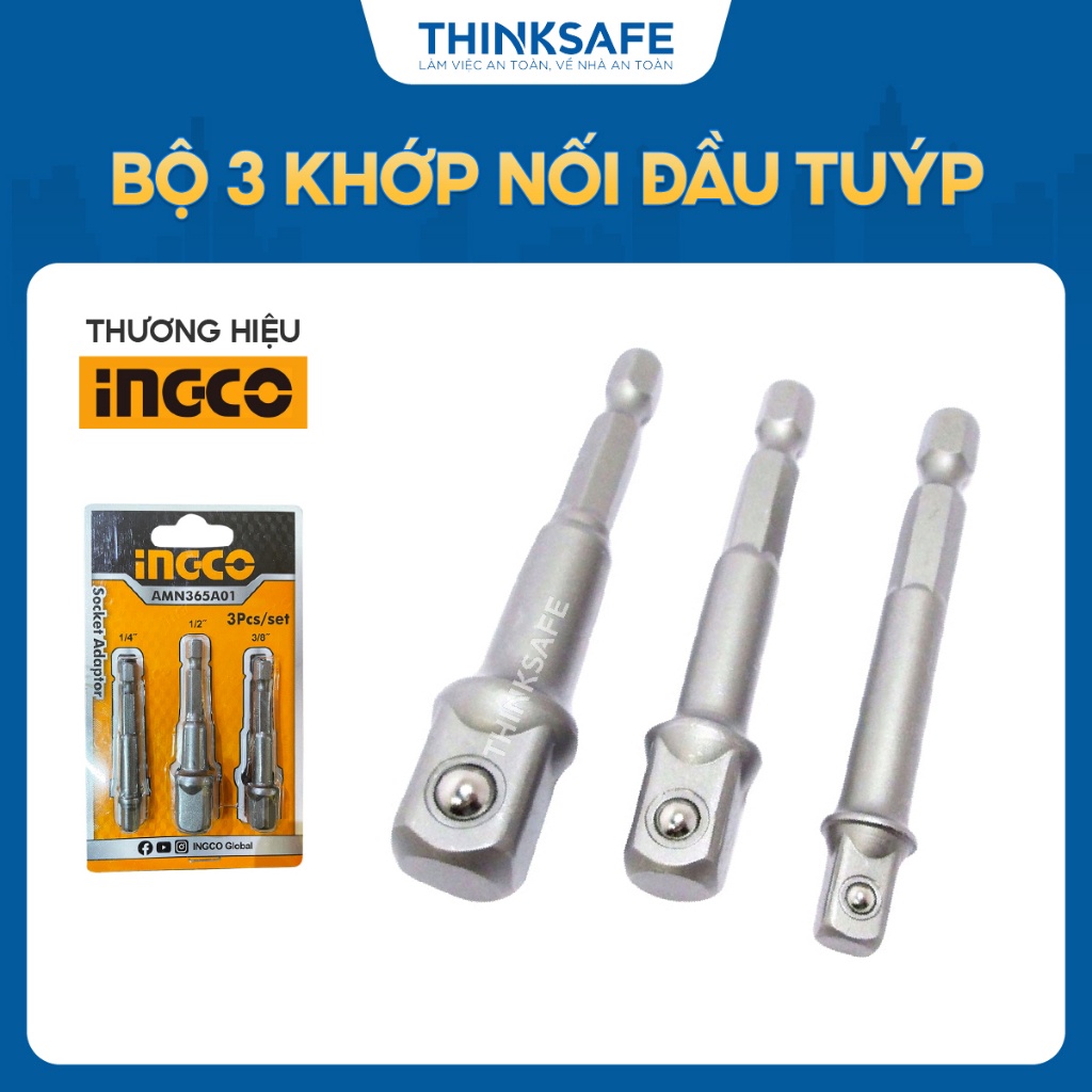 Khớp nối đầu tuýp INGCO AMN365A01 với 3 kích thước 1/4