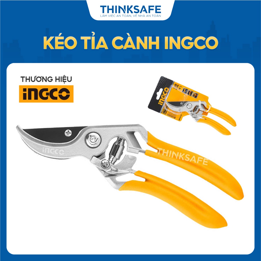 Kéo cắt tỉa INGCO HPS0109, Cắt tối đa 12mm, Kích thước 8 inch, Tay cầm không trơn trượt - Thinksafe