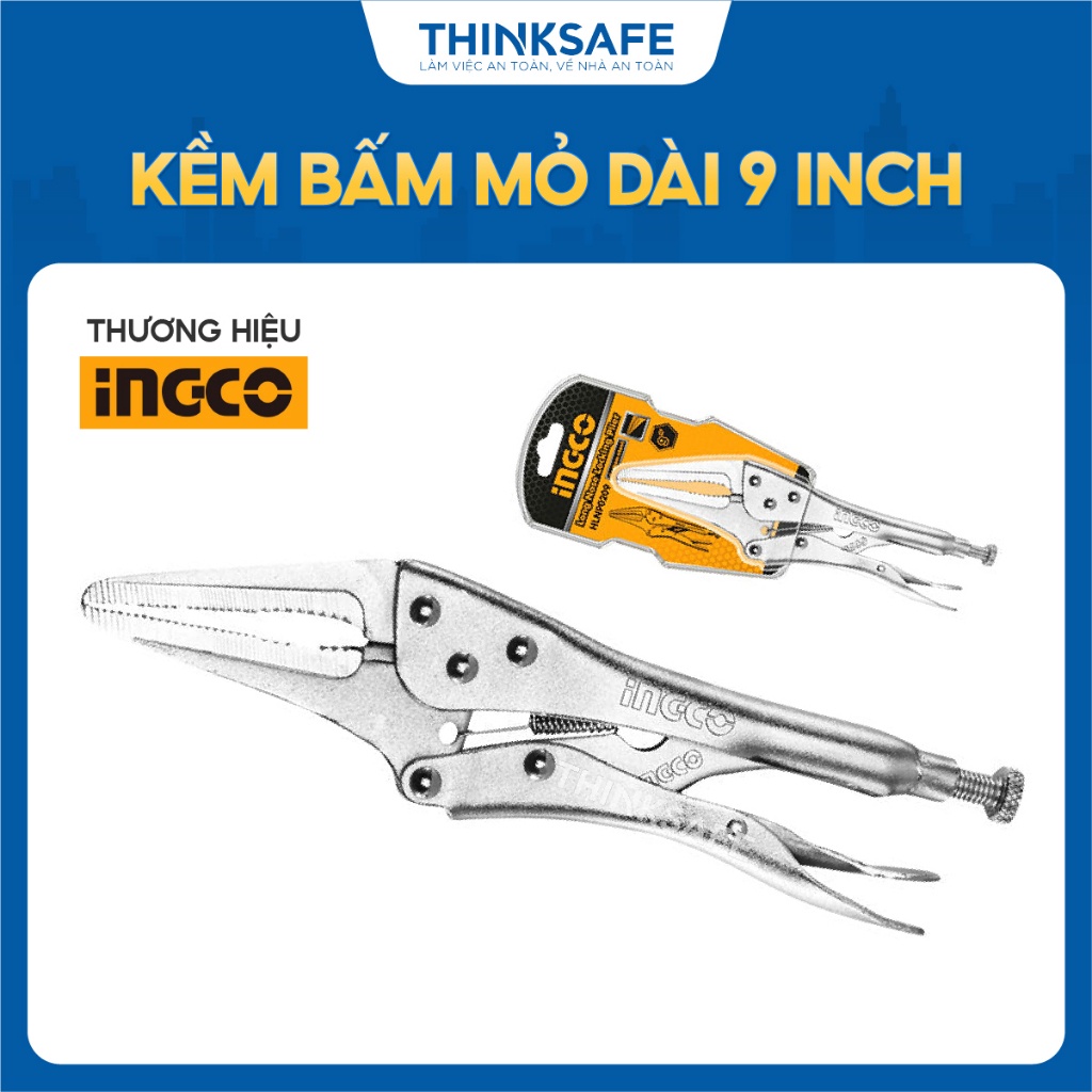 Kìm bấm mỏ 9 inch INGCO HLNP0209 Thép Carbon HRC38-48 Mạ Niken - Thinksafe