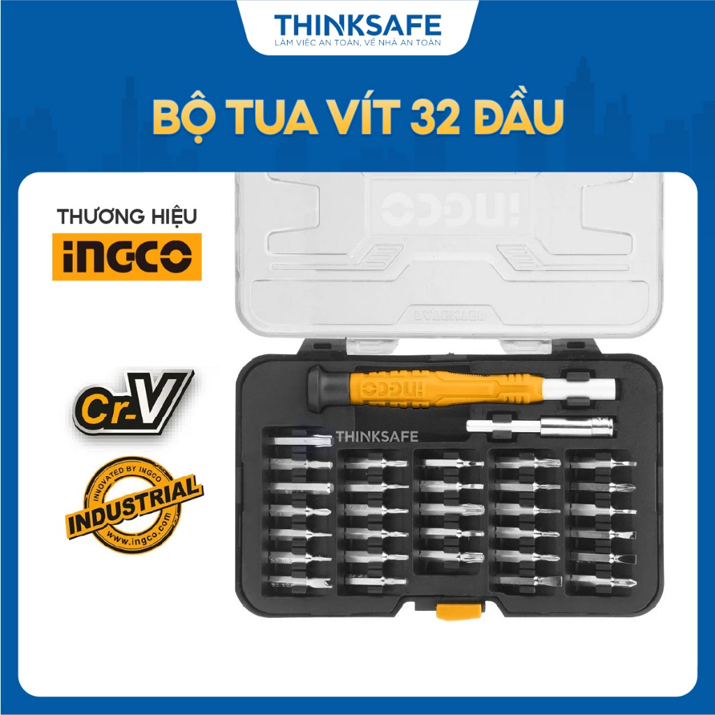 Bộ tua vít chính xác 32 đầu INGCO HKSDB0328, kích thước đa dạng, Tua vít sửa điện thoại iPhone và iPad - Thinksafe.