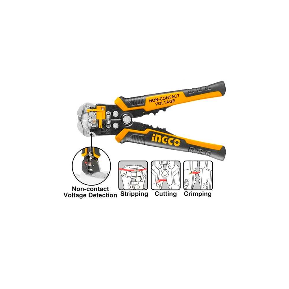 Kìm tước dây điện tự động INGCO HWSP102429 - Phát hiện điện áp không tiếp xúc, cắt, uốn - Thinksafe