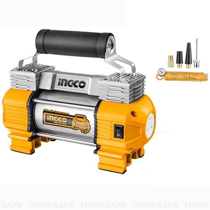 Dụng cụ kiểm tra hơi lốp xe ô tô INGCO AAC2508 18A 120PSI - Nguồn điện 12V, Áp suất, Ống dẫn 5M, Xylanh 30mm - Thinksafe