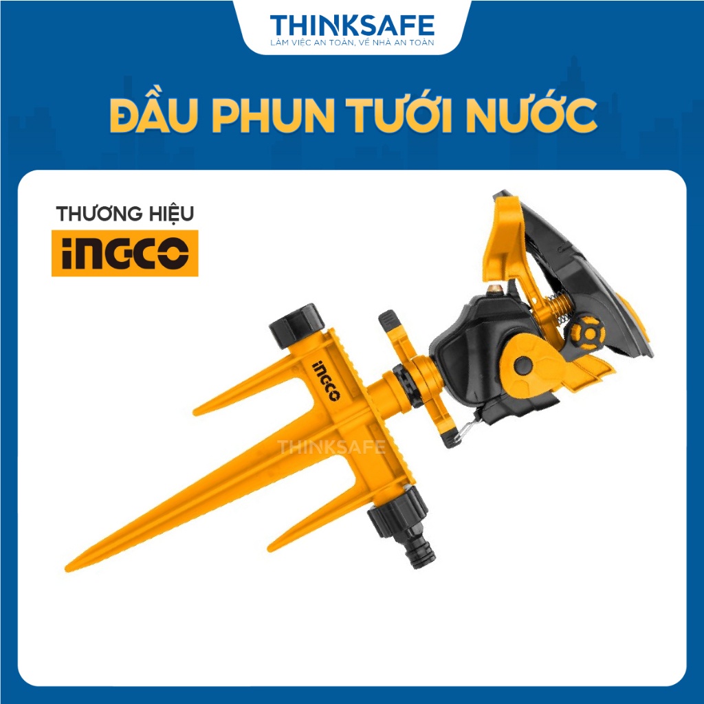 Đầu phun tưới nước 360° INGCO HPS13601 kích thước 38*17,4*6,4cm, chất liệu ABS + PP - Thinksafe