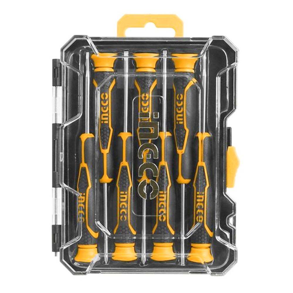 Bộ 7 tua vít đồng hồ INGCO HKSD0718, CR-V, tay cầm chống trơn trượt, gồm vít dẹp, vít bake, vít hoa thị - Thinksafe