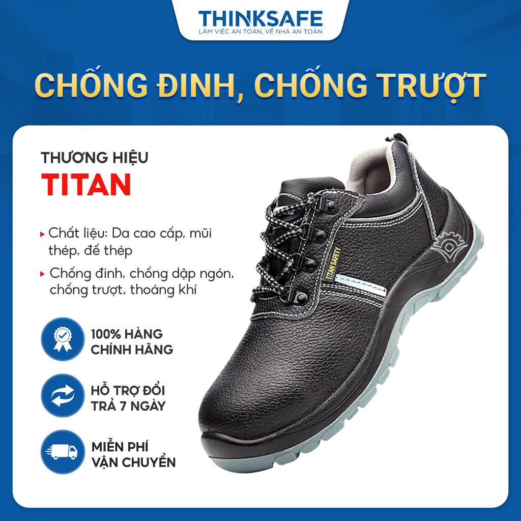 Giày bảo hộ lao động Titan da bò chống nước chống tĩnh điện chống đinh thời trang Giày Jogger chính hãng - THINKSAFE