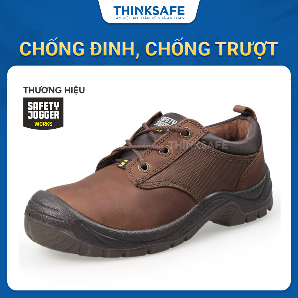 Giày bảo hộ Jogger nam Sahara da ngựa chống nước chống đinh trơn trượt va đập Giày jogger chính hãng - THINKSAFE