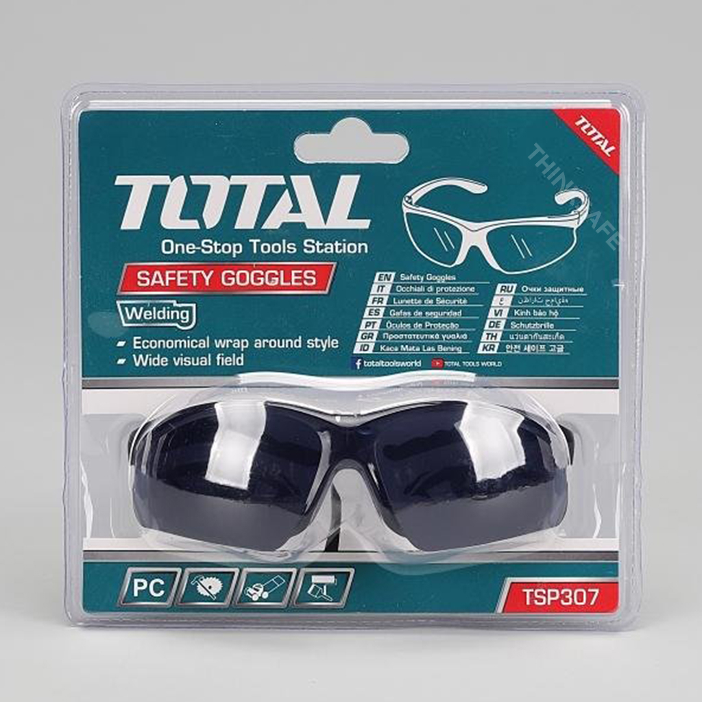 Kính bảo hộ Total TSP307 màu đen bảo vệ mắt chất liệu PC trọng lượng nhẹ - Thinksafe