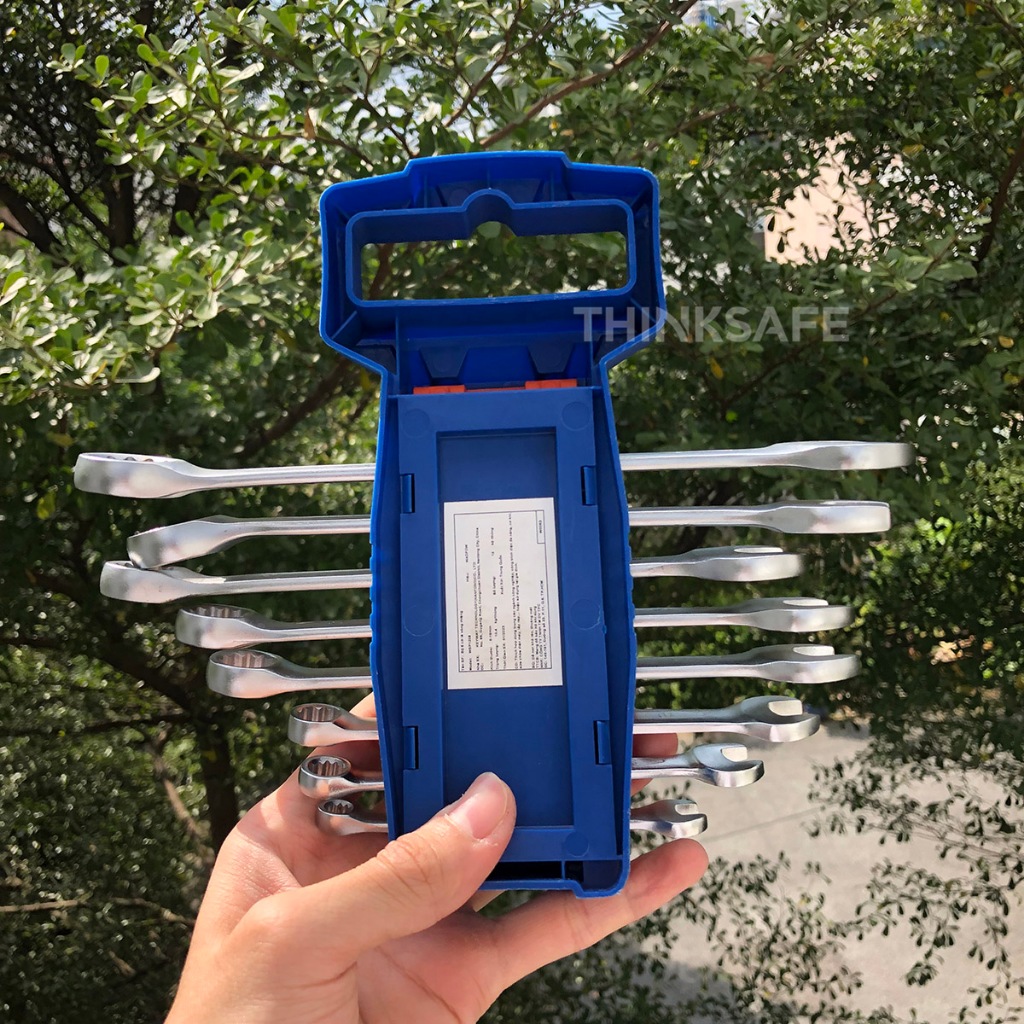 Bộ 8 cờ lê vòng miệng 6-19mm Wadfow WSP1208 chất liệu thép không gỉ mạ bóng đa năng dùng siết bulong ốc vít - Thinksafe