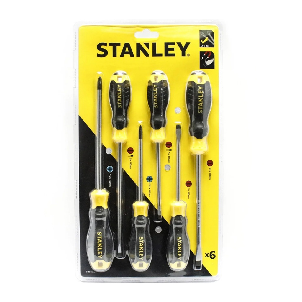 Bộ 6 tua vít Stanley STMT66672 chất liệu hợp kim cao cấp, độ chính xác cao, có từ tính mạnh, tay cầm cao su chắc chắn
