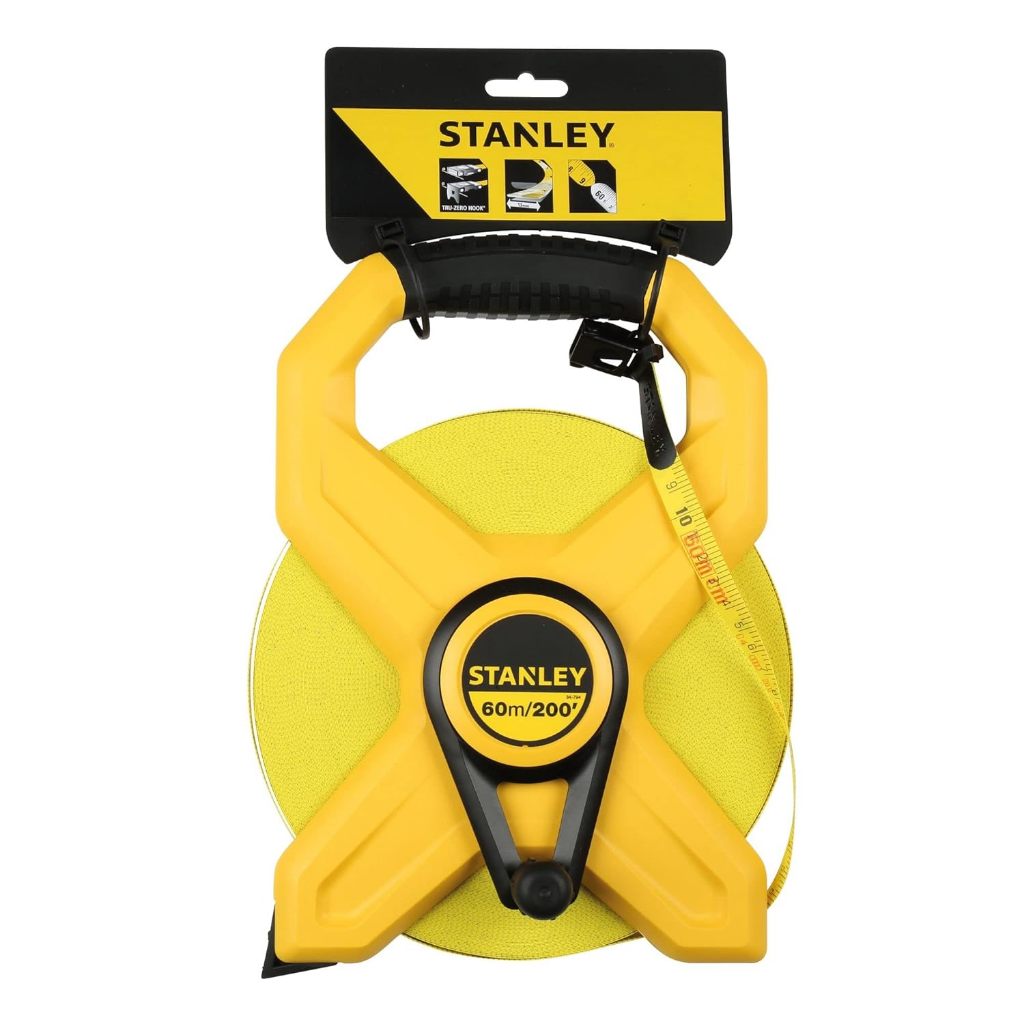 Thước dây cuộn sợi thủy tinh Stanley 34-794 dài 60m không bị co dãn, chất liệu cao cấp, hộp nhựa chống va đập - Thinnksa