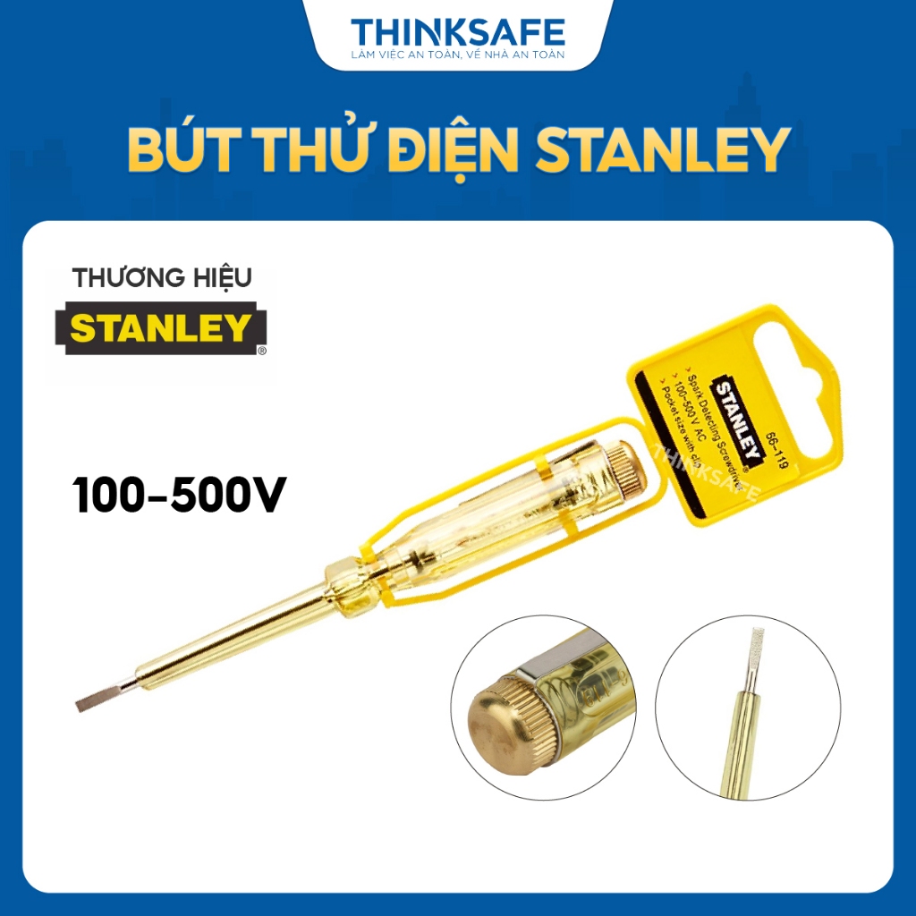 Bút thử điện Stanley 66-119 chất lượng cao, kiểm tra dòng điện trong phạm vi từ 100-500V an toàn, dễ sử dụng - Thinksafe